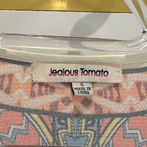 JEALOUS TOMATO boho print kimono wrap cardigan coverup blue red black ivory S - Picture 7 of 10